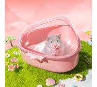 BUCATSTATE Hamster Sand Bath Container Ultra Large, Toilet Sandbox Dust Bathtub Bathroom for Dwarf Syrian Hamster Cage Accessories (Pink)