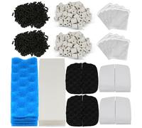 buccilly 38 Pack Filter Media Kit for Fluval 306/307 Canister Filters | Lncludes Bio Foam, Activated Carbon & Ceramic Rings; 2 Full Maintenance Sets for Fluval 306/307 Canister Filters