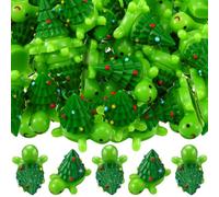 Bucherry 100 Pcs Christmas Mini Resin Turtles Bulk Christmas Tree Tiny Turtles Red and Green Small Ocean Animals Craft for Xmas Party Table Decoration