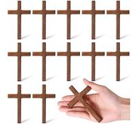 Bucherry 12 Pcs Solid Wooden Hand Crosses Bulk 4.72 x 2.76 Inch Pocket Wooden Hand Holding Crosses Religious Christian Gift for Craft & Art, Pray, Easter, Church, Communion (Brown)