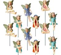 Bucherry 12 Pieces Garden Mini Fairies Figurines Miniature Fairy Sculpture Decoration Tiny Garden Accessories for Home Outdoor Garden Yard Lawn Flower Pot Decor