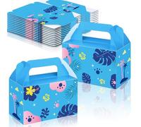 Bucherry 24 Pcs Blue and Pink Cartoon Party Favor Boxes Cute Cartoon Paper Gift Boxes Hawaiian Luau Tropical Candy Treat Bag for Summer Birthday Hawaii Party Supplies, 6 x 3. 3 x 3. 6 Inches