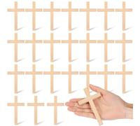 Bucherry 24 Pcs Solid Wooden Hand Crosses Bulk 4.72 x 2.76 Inch Pocket Wooden Hand Holding Crosses Religious Christian Gift for Craft & Art, Pray, Easter, Church, Communion (Natural)