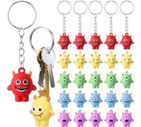 Bucherry 25 Pcs Mini Monster Figure Keychains Mininature Cute Animal Key Chains Bulk for Party Favors Backpacks Gift Stuffers