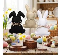 Bucherry 3 Pieces Easter Standing Table Decor Bunny Wooden Table Centerpiece Signs Block Bunny Blocks Tiered Tray Decor Easter Decorations for The Home Office Party Shelf Decoration