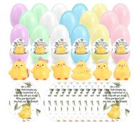 Bucherry 30 Sets Easter Eggs Gifts Bulk Include Mini Resin Chicken Figurines Plastic Colorful Easter Eggs and Inspirational Card for Easters Basket Stuffers Party Favors Gifts Supply (Adorable)
