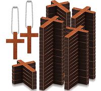Bucherry 300 Pcs Mini Wooden Cross Bulk Charm Small Wood Cross Pendant Hanging Ornament for Men Women DIY Necklace Bracelet Earring Jewelry Craft Making Halloween Handmade Accessories(Brown)