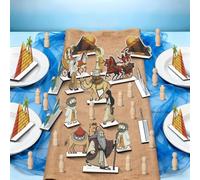 Bucherry 40 Pcs Passover Wooden Centerpiece Decorations Including 6 Pyramids, 4 Waves, 2 Camels, 2 Carriages, 6 Figures, 20 Natural Wooden Dolls for Pesach Party Supplies Passover Seder Meal Decor