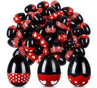 Bucherry 48 Pcs Easter Eggs Bulks Mouse 2.4'' Plastic Blue Red Black Fillable Empty Cartoon Eggs Decorations Basket Stuffers Fillers for Easter Party Favors Hunt Gifts Classroom Prizes