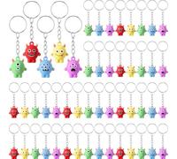 Bucherry 50 Pcs Mini Monster Figure Keychains Mininature Cute Animal Key Chains Bulk for Party Favors Backpacks Gift Stuffers