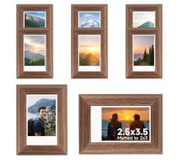 Bucherry 6 Pcs 2x3 Small Picture Frame Mini Photo Frame Compatible with Fuji Instax Mini 12/11/evo/41/40/99/se/9/8/7 3 Inch Films, Standing Desk Photo Holder Christmas Home Decor (Coffee Brown)