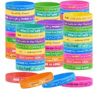 Bucherry 60 Pcs Christian Bracelets Rubber Bible Verse Bracelets Christian Silicone Jesus Religious Wristbands Bulk for Men Women Kids Party Favors, Silicone