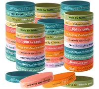 Bucherry 60 Pcs Christian Bracelets Rubber Bible Verse Bracelets Christian Silicone Jesus Religious Wristbands Bulk for Men Women Party Favors(Morandi)