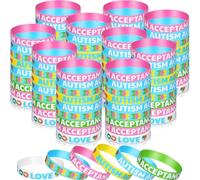 Bucherry Autism Awareness Bracelet Bulk Autism Acceptance Bracelet Infinity Symbol Wristbands Colorful Puzzle Pieces Silicone Rubber Wristbands Love Support Accessories Gifts, 202 mm, Silicone, no
