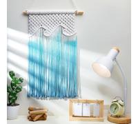 Bucherry Beach Hanging Wave Tassels Decor Ocean Macrame Wall Hanging Boho Tapestry Wall Art for Beach Themed Coastal Seafaring Living Room Bedroom Home Decoration