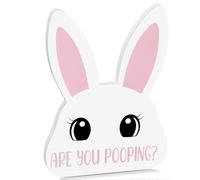 Bucherry Easter Bunny Bathroom Decor Are You Pooping 6 x 8 Inch Wooden Easter Sign Funny Rabbit Shelf Desk Table Decor for Home Bathrooms Bunny Lover Gifts for Women Men Coworker Friend Family