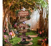 Bucherry Enchanted Forest Decorations Fairy Forest Decorations Sign | Fairy Magic Forest Party Directional Sign with Stands, Artificial Moss, Classroom Birthday Wonderland Tea Party Baby Shower