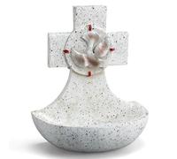 Bucherry Holy Water Font Resin Cross 5 Inch Baptism Home Decor | Catholic Decor with Dove Relief, Baptism Gift for Ceremonies, Wall Mount Holy Water Container for Home Chapel Decoration