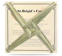 Bucherry St. Brigid's Wall Cross and Card All Natural Irish Gift Saint Brigid's Cross with History Card for Irish Blessing Gift Traditional Decor for Celtic Imbolc(Green,12 in)