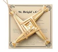 Bucherry St. Brigid's Wall Cross Decor Irish Gift Cross with History Card for Irish Blessing Gift for Celtic Imbolc Decor(Classic Style,5 in,Straw Color)