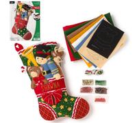 Bucilla, 18" Felt Applique Stocking Making Kit, for DIY Arts and Crafts Projects, Holiday Toy Treasures