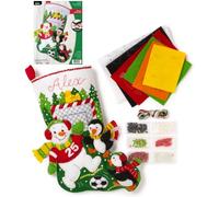 Bucilla, 18" Felt Applique Stocking Making Kit, for DIY Arts and Crafts Projects, Soccer Snow Day