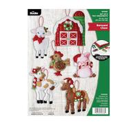 Bucilla 6, Barnyard Cheer, Perfect for DIY Arts and Crafts Felt Applique 4 Piece Ornament Making Kit