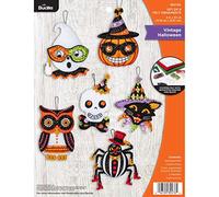 Bucilla 89276E Felt Applique Ornament Kit, Vintage Halloween, Set of 6