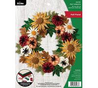 Bucilla 89278E Felt Applique Wreath Kit, 16.5" x 16.5", Floral Fall