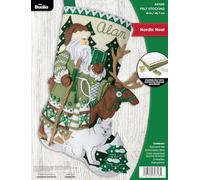 Bucilla Applique 18" Stocking Making Kit, Nordic Noel, Felt, Floss, Sequins, Beads, Embroidery Needles