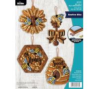 Bucilla, Beehive Bliss, Felt Applique 4 Piece Ornament Making Kit, Perfect for DIY Arts and Crafts, 89727E