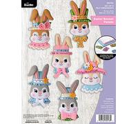 Bucilla Bonnet Parade Set of 6 Felt Applique Ornament Making Kit, Perfect for Easter DIY Needlepoint Arts and Crafts, 89578E