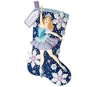 Bucilla Christmas Stocking Kit, Snowflake Ballerina 18" Felt Applique Stocking Making Kit, Perfect Craft Supplies for DIY Needlepoint Arts and Crafts, 89324E