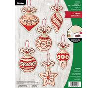 Bucilla, Classic Christmas Set of 6 Felt Applique Ornament Making Kit, Perfect for DIY Needlepoint Arts and Crafts, 89508E
