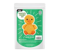 Bucilla Complete Crochet Kit, Quackers The Duck, 5" | Cotton and nylon T-shirt yarn, crochet hook, needle, plastic eyes, stuffing, stitch marker, instructions, QR code video