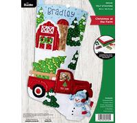 Bucilla Felt Applique 18" Stocking Making Kit, Christmas at The Farm, Perfect for DIY Arts and Crafts, 89534E