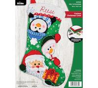 Bucilla Felt Applique 18" Stocking Making Kit, Curious Christmas Crew, Perfect for DIY Arts and Crafts
