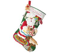 Bucilla Felt Applique 18" Stocking Making Kit, Gingerbread Santa, Perfect for DIY Arts and Crafts, 89312E