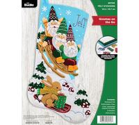 Bucilla Felt Applique 18" Stocking Making Kit, Gnomes on The Go, Perfect for DIY Arts and Crafts