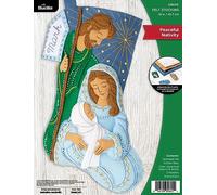 Bucilla, Peaceful Nativity, Felt Applique 18" Stocking Making Kit, Perfect for Holiday DIY Arts and Crafts, 89601E
