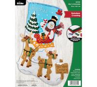 Bucilla Felt Applique 18" Stocking Making Kit, Reindeer Crossing, Perfect for DIY Arts and Crafts