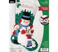 Bucilla Felt Applique 18" Stocking Making Kit, Wintertime Buddies, Perfect for DIY Arts and Crafts
