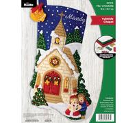 Bucilla Felt Applique 18" Stocking Making Kit, Yuletide Chapel, Perfect for DIY Arts and Crafts