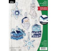 Bucilla Felt Applique 6 Piece Ornament Making Kit, Arctic Santa & Friends, Perfect for DIY Arts and Crafts, 89697E, 3" x 3.75"