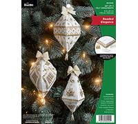 Bucilla Felt Applique 6 Piece Ornament Making Kit, Beaded Elegance, Perfect for DIY Arts and Crafts, 89494E