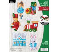 Bucilla Felt Applique 6 Piece Ornament Making Kit, Toyland Treasures, Perfect for DIY Arts and Crafts