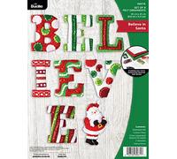 Bucilla Felt Applique 7 Piece Ornament Making Kit, Believe in Santa, Perfect for DIY Arts and Crafts, 89671E