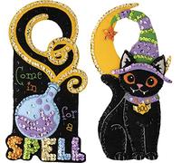 Bucilla Felt Applique, Spellbound Greeting Set of 2 Door Hanger Kit, Perfect for Halloween DIY Needlepoint Arts and Crafts, 89506E