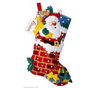 Bucilla Felt Applique Stocking Kit, Jolly Chimney Santa 18" Felt Applique Stocking Making Kit, 89543E