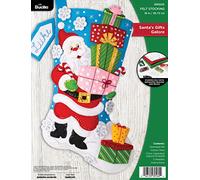 Bucilla Felt Applique Stocking Kit, Santa's Gift Galore 18" Felt Applique Stocking Making Kit, Perfect for DIY Arts and Crafts, 89560E